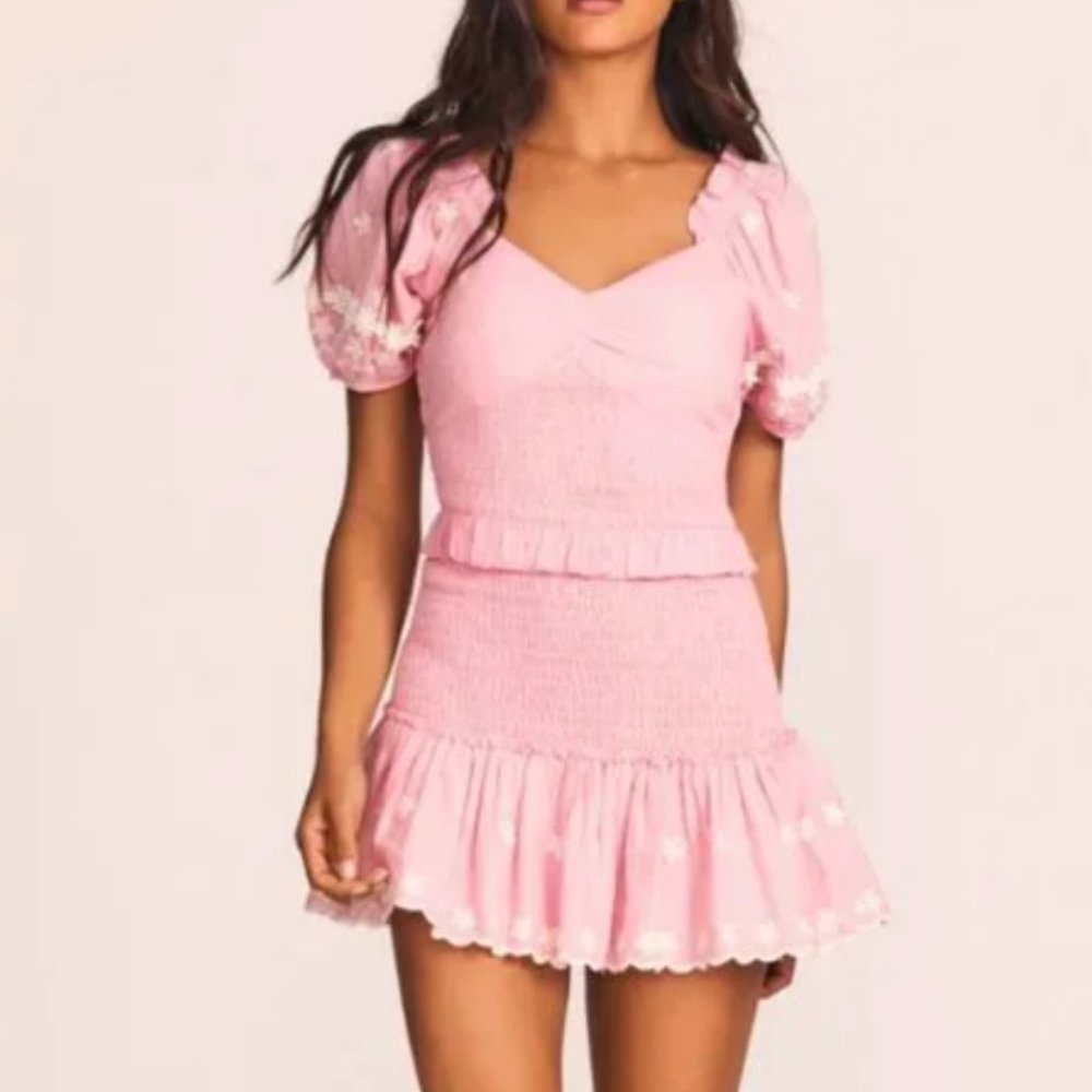 LoveShackFancy Jarrah Mini Dress - Candy Pink